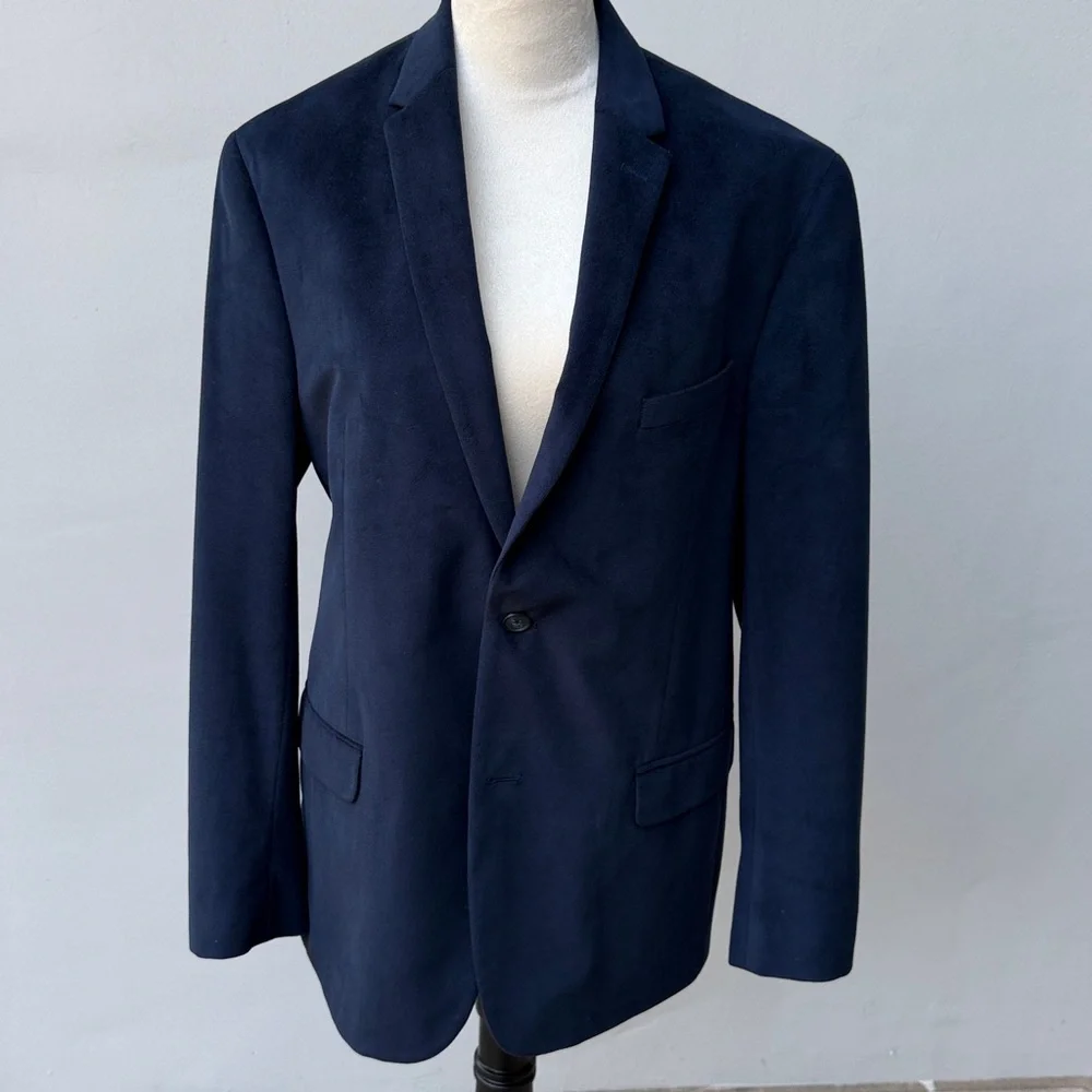 DKNY Deep Blue Navy Single Breast Sport Coat Blazer Jacket Medium